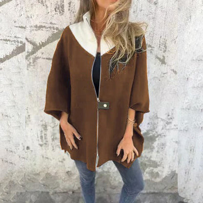 🍂Réduction d'automne 50%🍂Veste Décontractée avec Col Montant et Demi-Fermeture Éclair pour Femmes🙋‍♀️